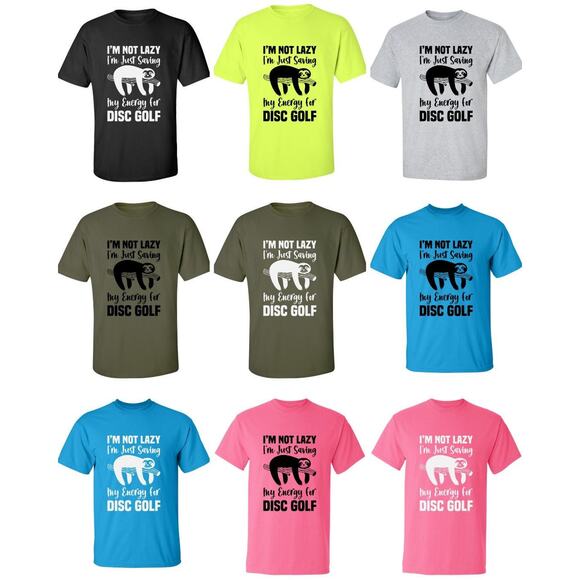 Disc Golf Shirt LAZY SLOTH Mens Graphic T Shirt - Picture 2 of 10